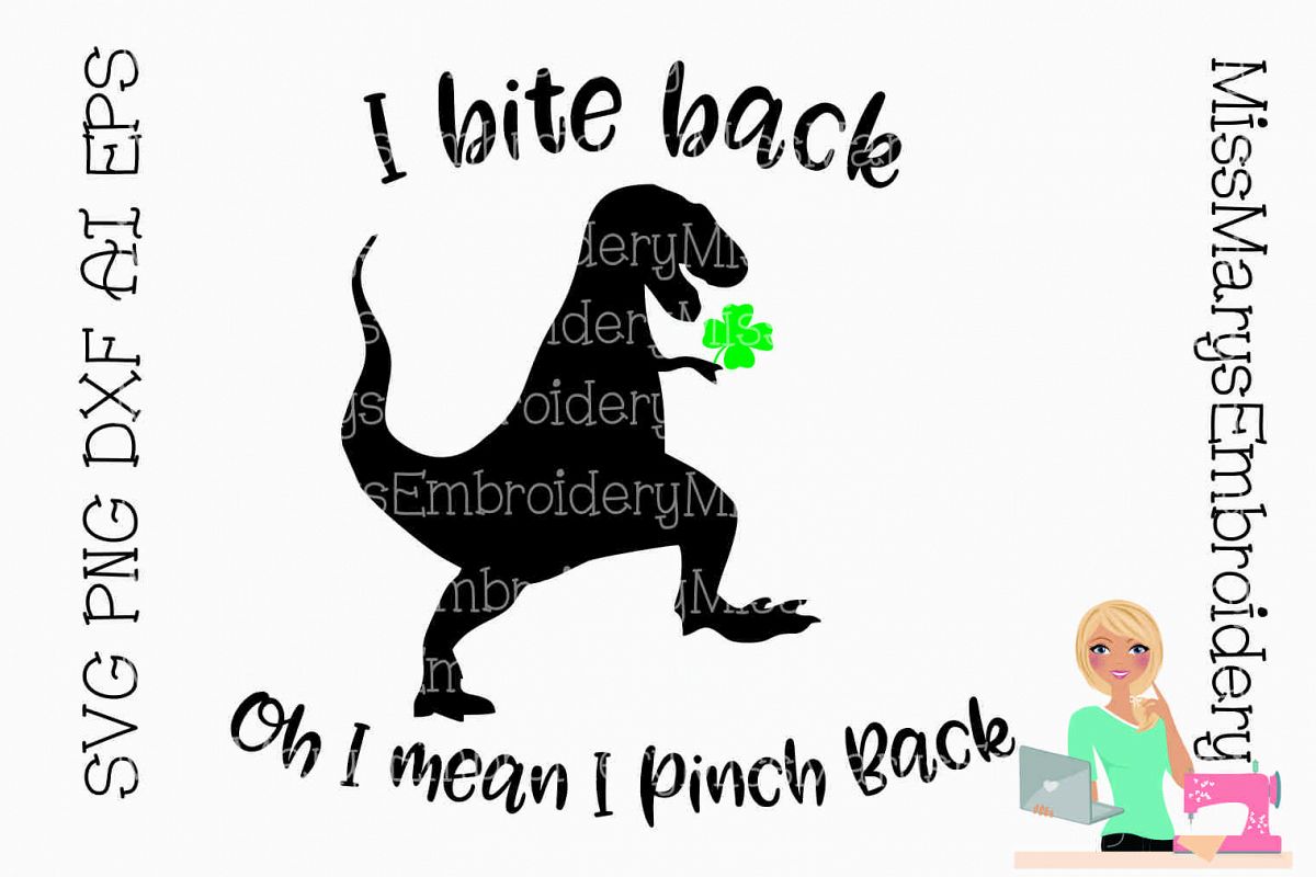 I Bite Back Irish T-Rex SVG Cutting File PNG DXF AI EPS example image 1