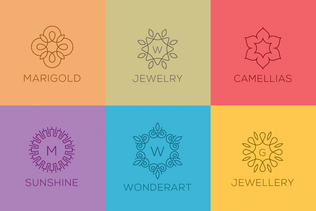Six Premade Line art Logos Set example image 1