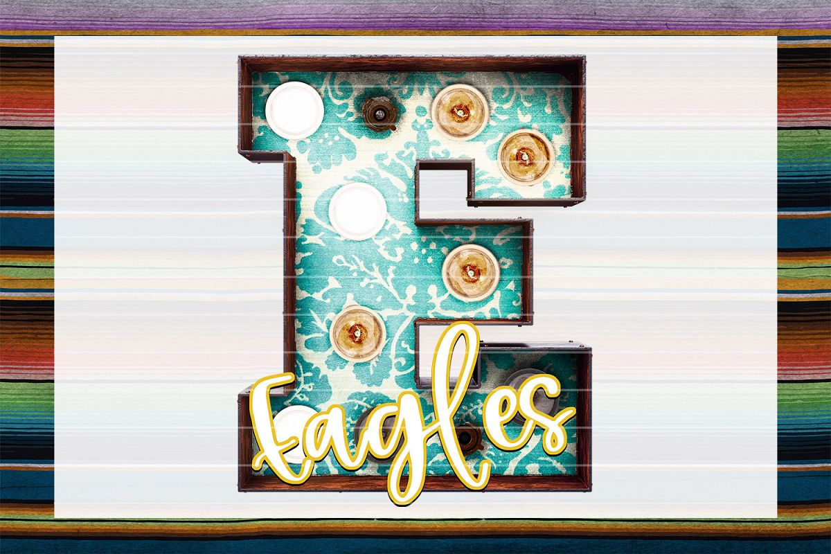 Eagles Teal Demask Marquee Sublimation PNG example image 1