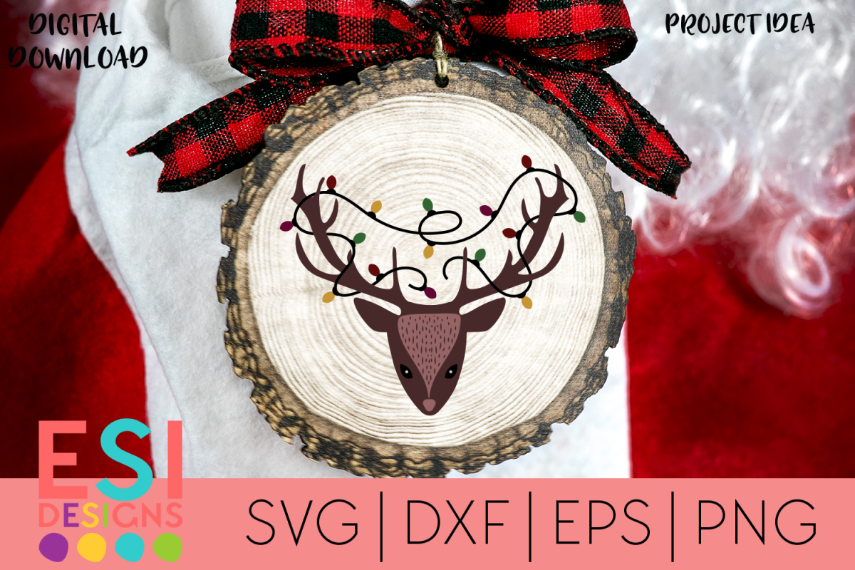 Download Christmas | Deer Head with Christmas Lights | SVG, DXF, EPS (380994) | SVGs | Design Bundles