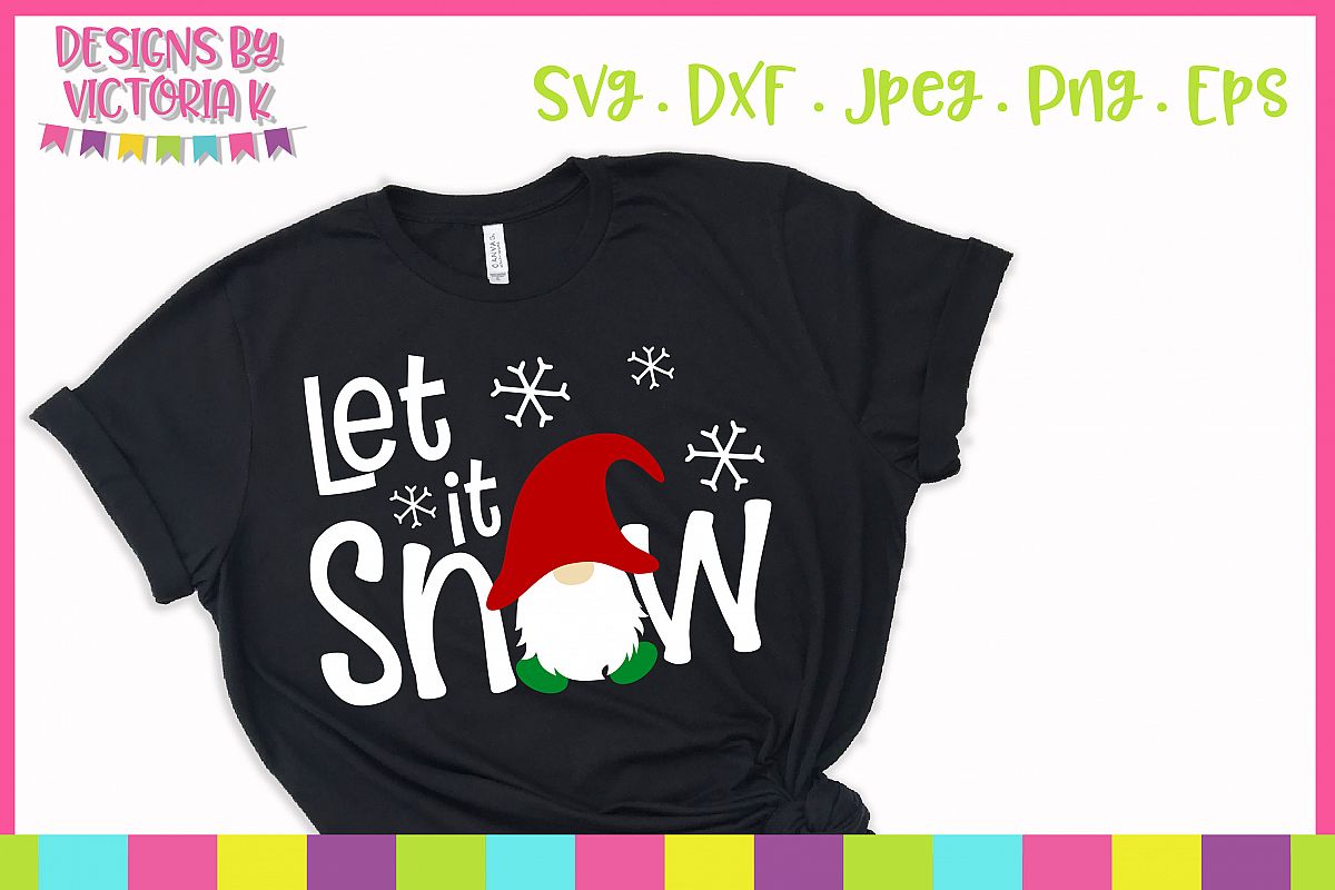 Let is snow, christmas gnome, SVG, DXF example image 1