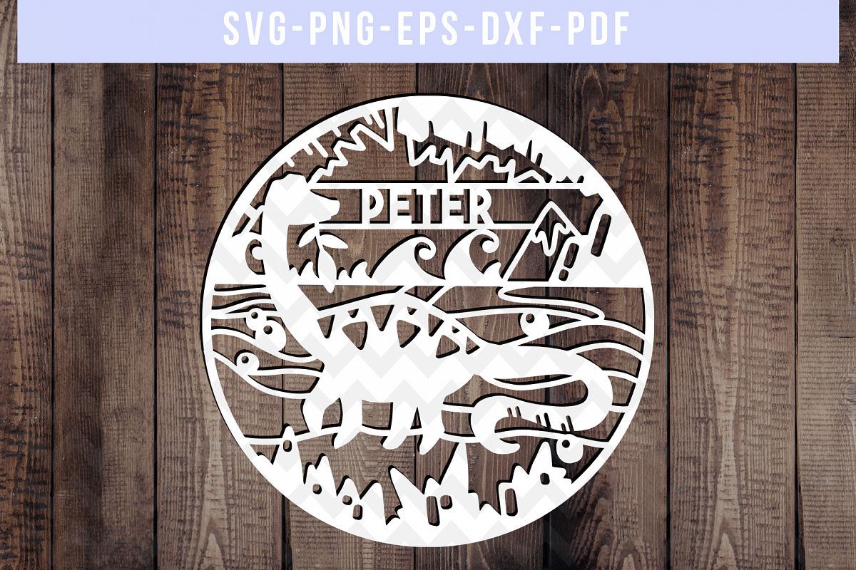 Customizable Brontosaurus Dinosaur Papercut Template, SVG example image 1