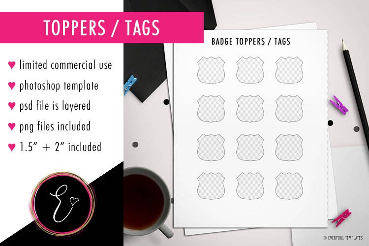 Design Your Own Badge Party Toppers / Tags example image 1