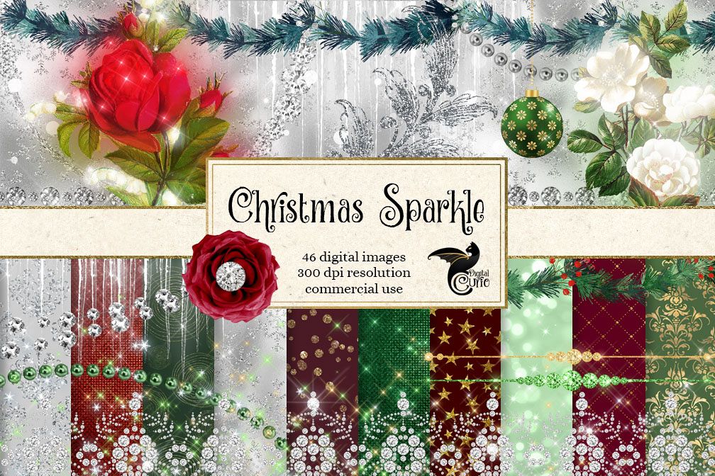 Christmas Sparkle Digital Scrapbooking Kit example image 1