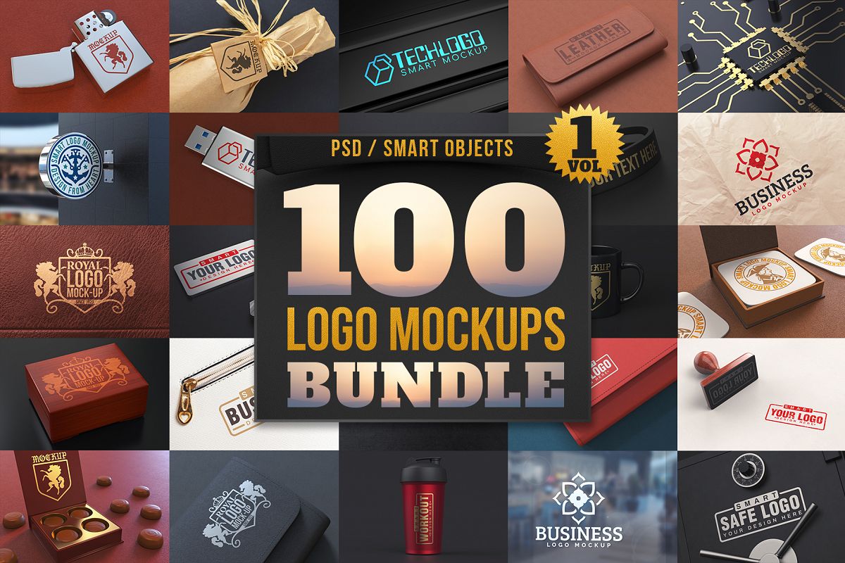 100 Logo Mockups Bundle Vol.1 example image 1