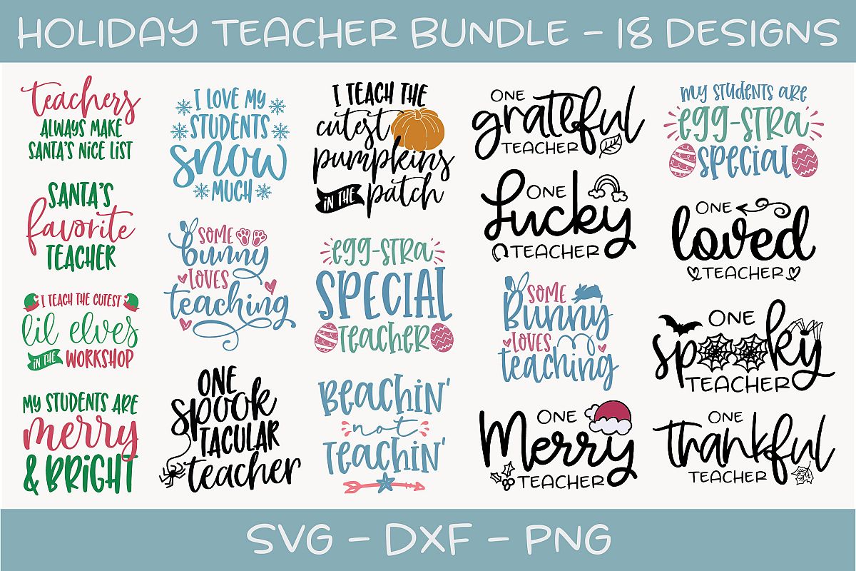 Holiday Teacher Bundle 18 Holiday Svg Designs