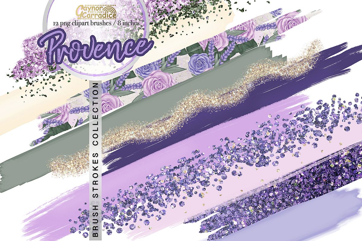 Provence - lavender paint brush strokes collection example image 1