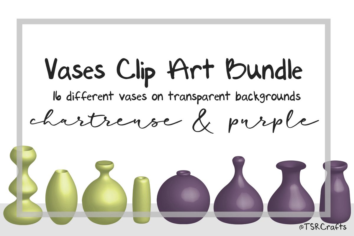 Clip Art Bundle - Flower Vases - Chartreuse and Purple example image 1