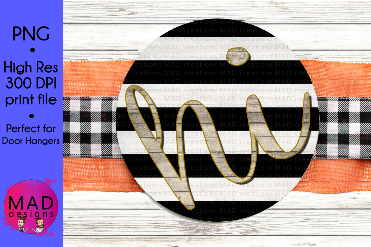 hi - Round Door Hanger Sign - Black and White Stripes example image 1