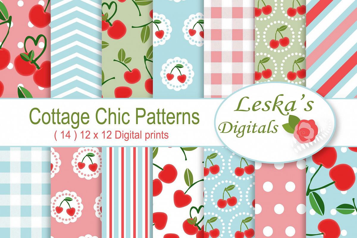Cherry Digital Paper - Cottage Chic example image 1