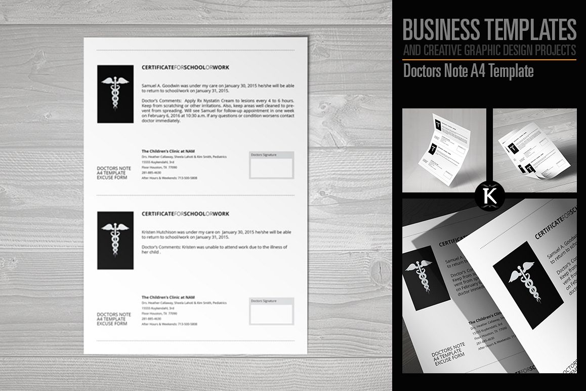 Doctors Note A4 Template example image 1