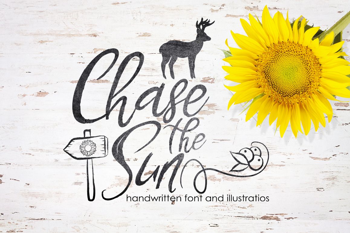 Chase The Sun. Font & illustrations example image 1