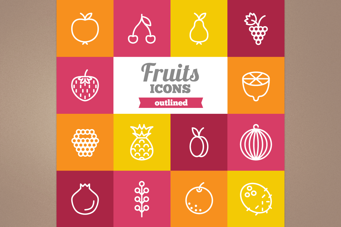 Outlined Fruits Icons example image 1