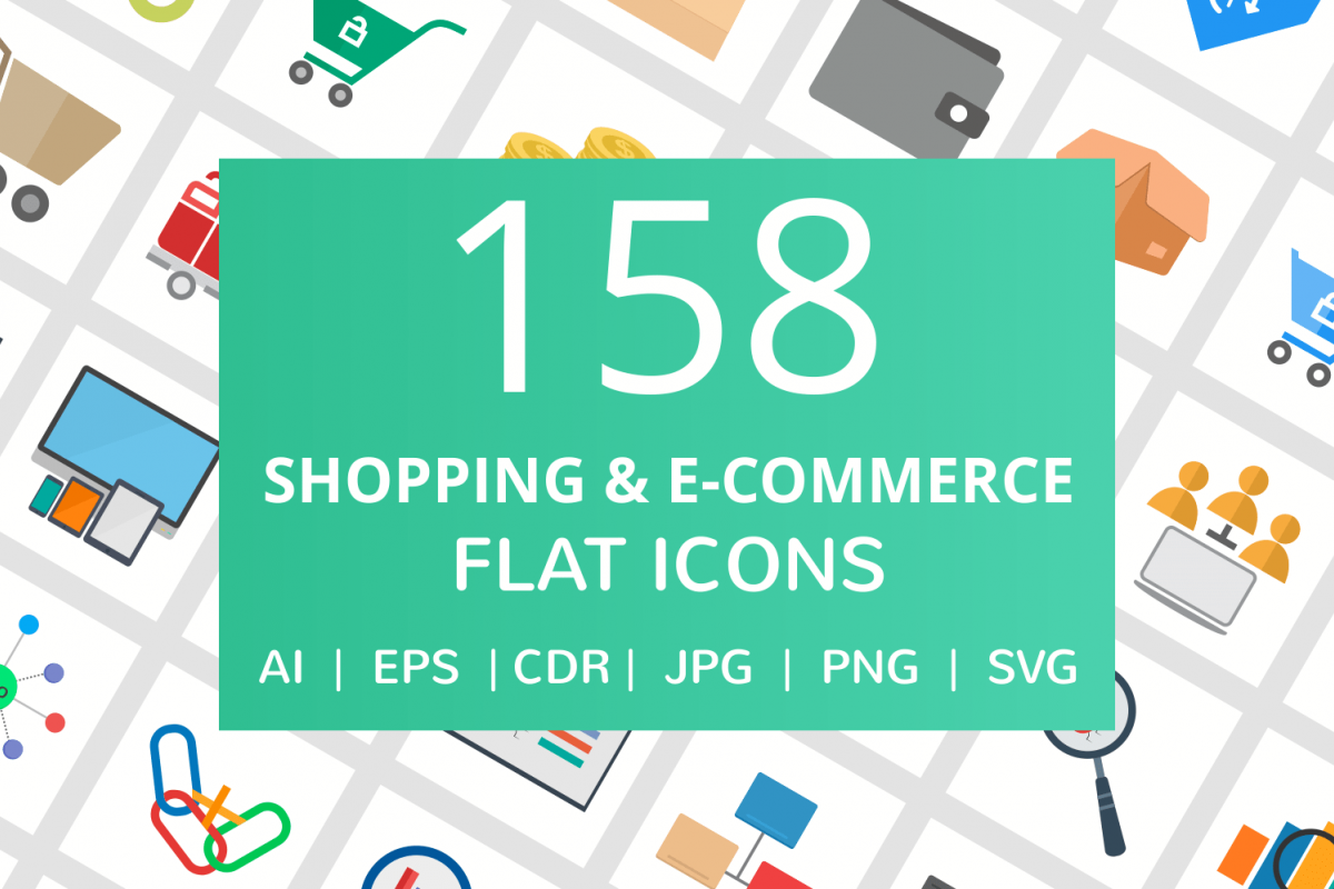 158 Shopping & E-Commerce Flat Icons example image 1