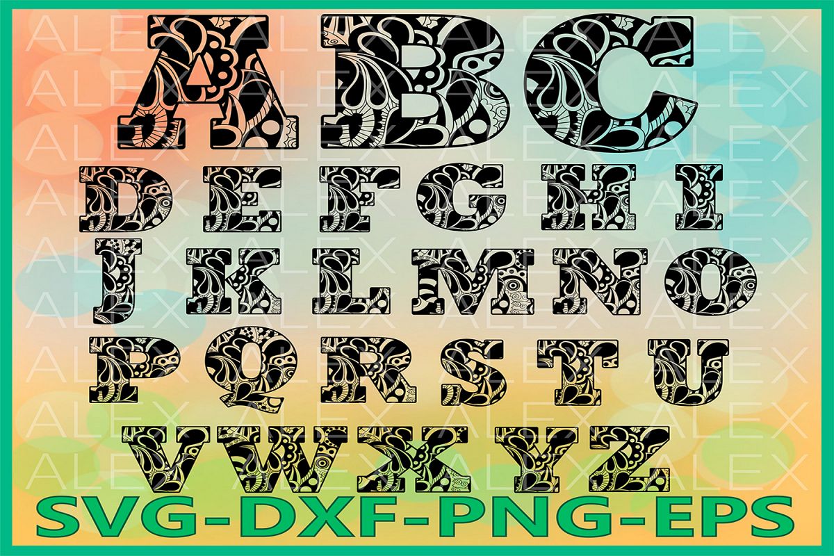 Alphabet Zentangle SVG, Zentangle Letters svg, Alphabet Svg example image 1