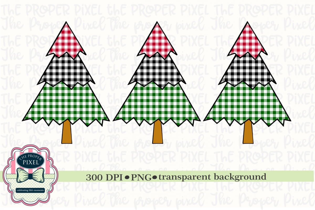 Tree Design Buffalo Plaid Christmas Sublimation Printable example image 1