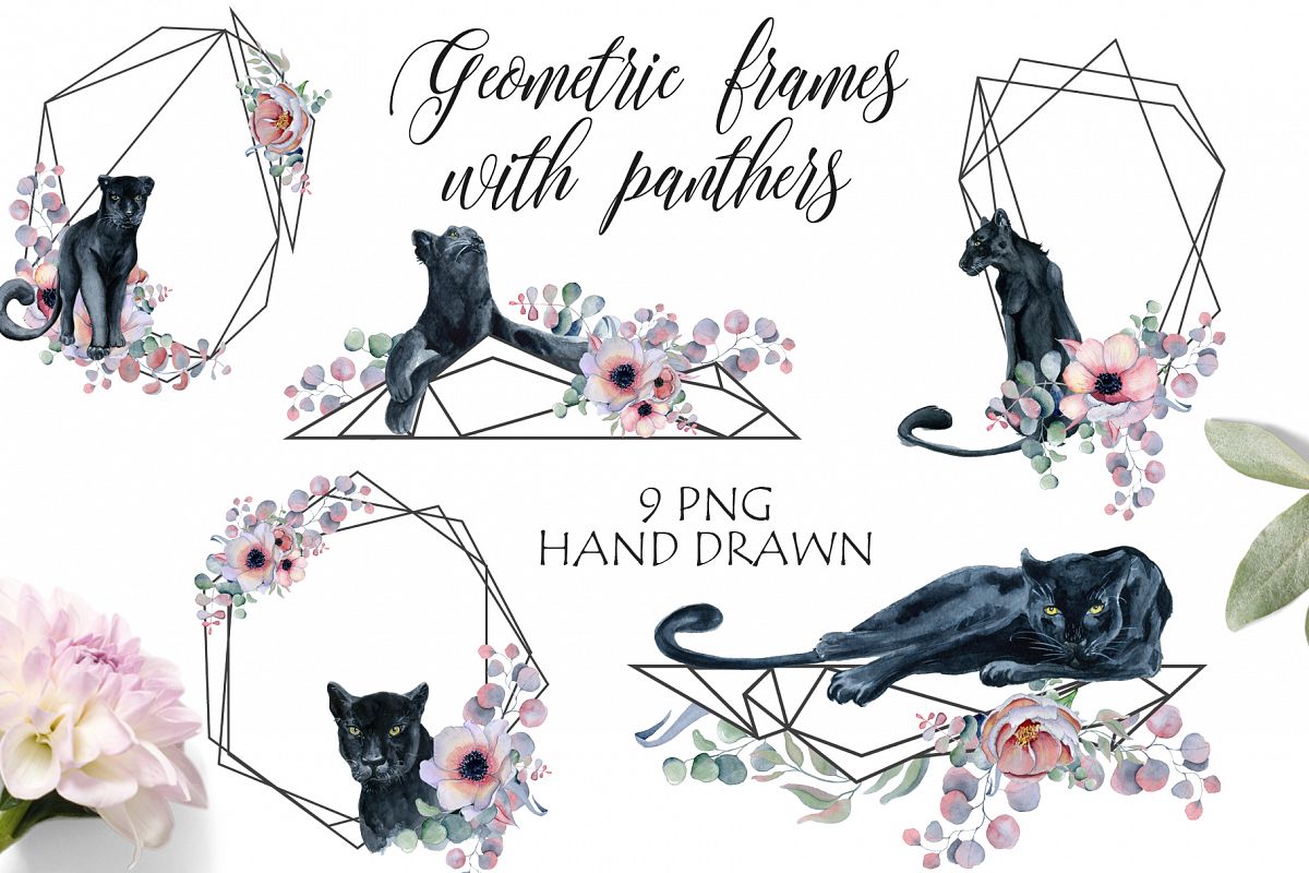 Geometric Frames With Panthers By Evgen Design Bundles Geometric Frames With Panthers Example Image