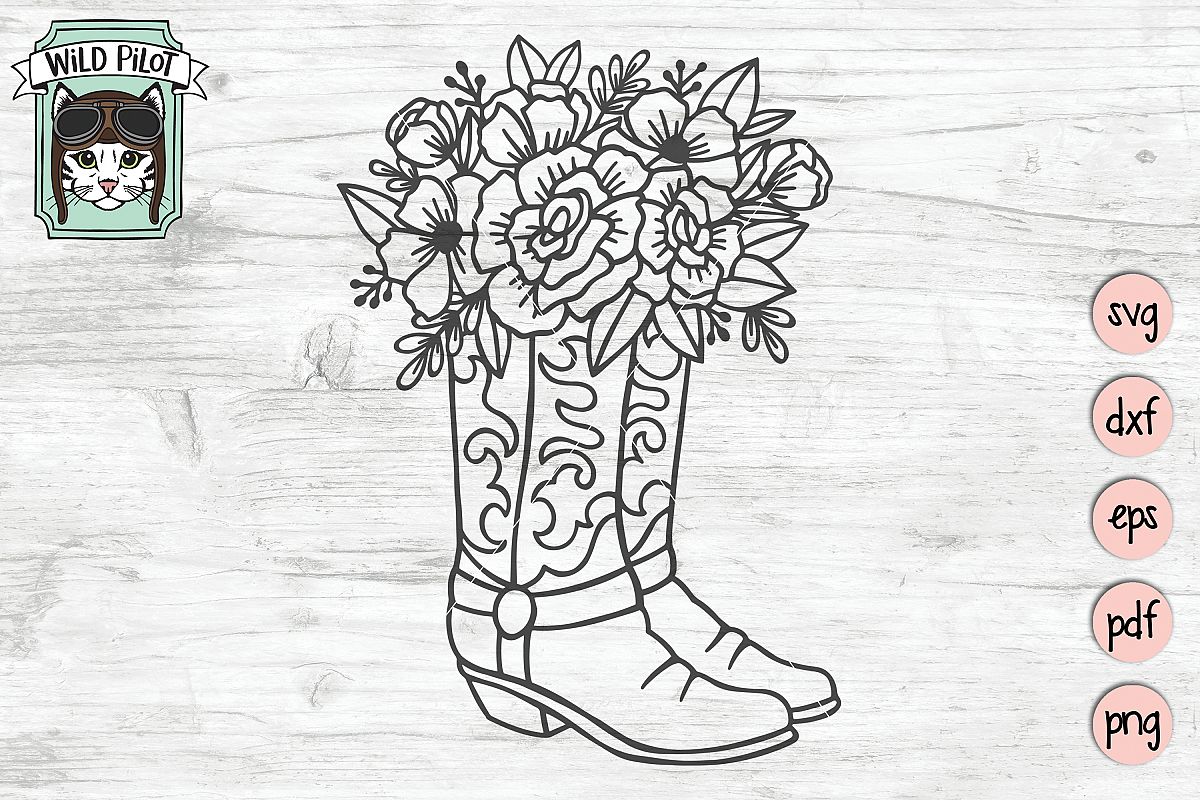 Floral Cowboy Boots svg file, Country, Rodeo, Cowgirl example image 1