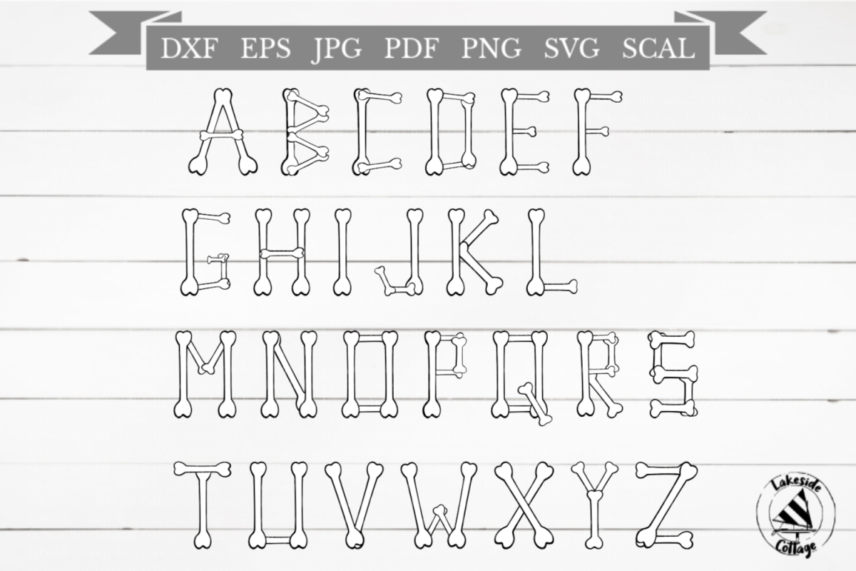 Skeleton Alphabet Halloween Bones SVG Design example image 1