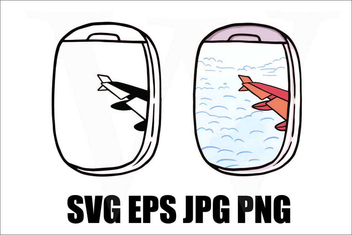 View from Airplane window - SVG EPS JPG PNG example image 1