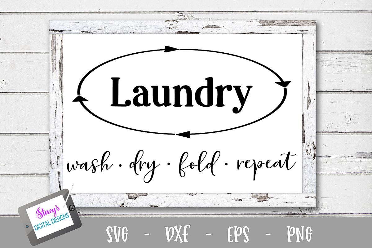 Laundry SVG - Wash dry fold repeat example image 1