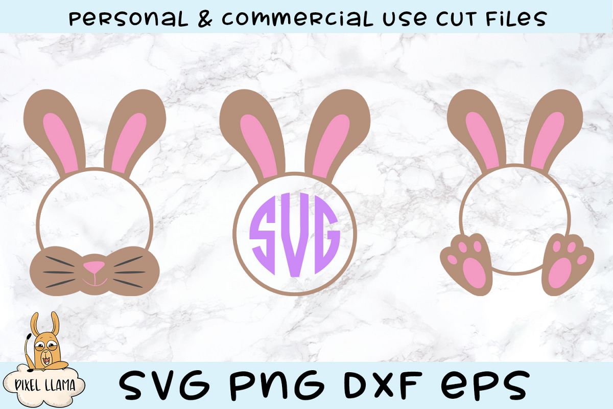 Download Bunny Ears Face Feet Monogram Bundle Easter SVG Cut File ...
