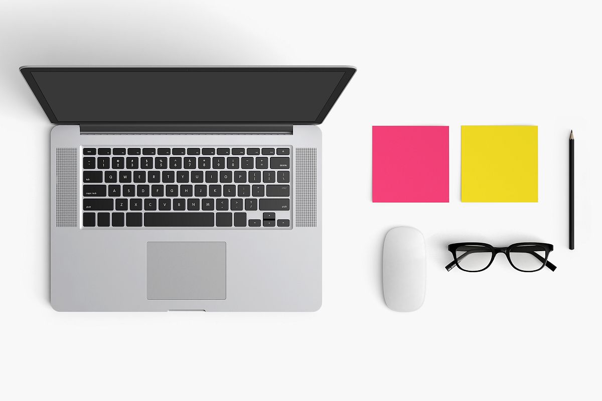 Modern workplace. Top view. Flat lay style. 9 example image 1