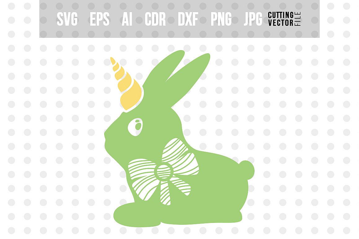 Bunny Unicorn with Bow - SVG example image 1