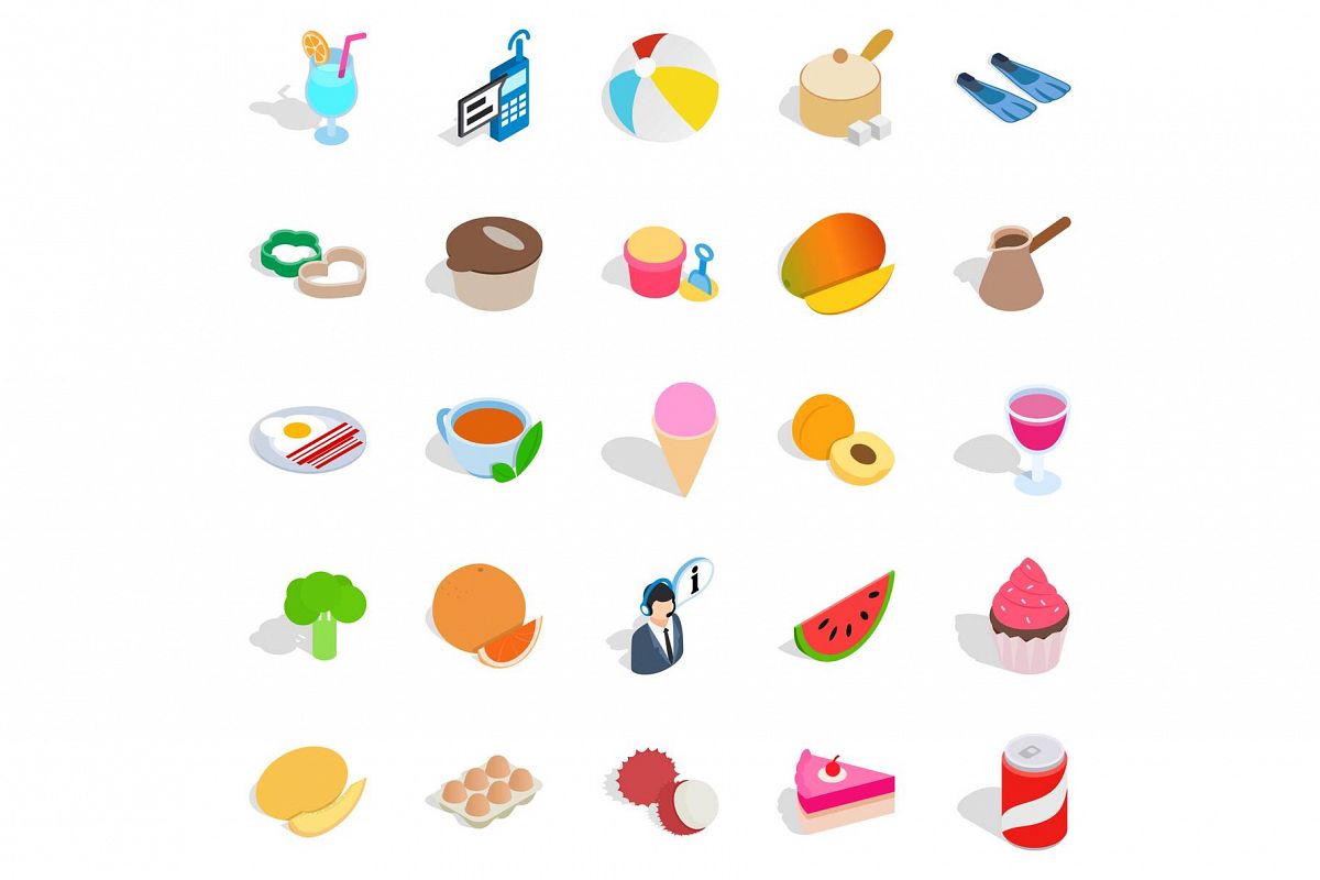 Bite icons set, isometric style example image 1