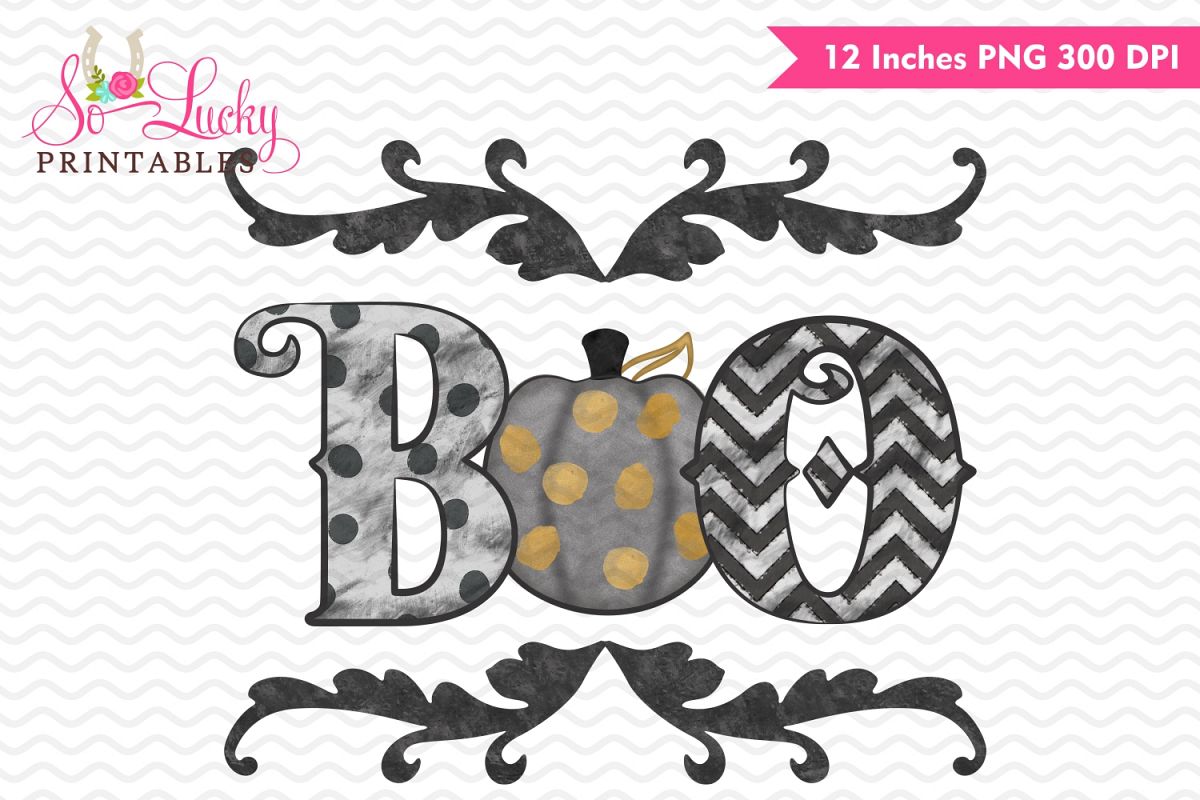 Boo Halloween watercolor printable sublimation design example image 1