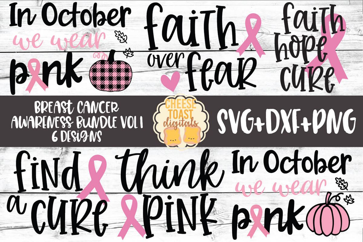 Breast Cancer Awareness Bundle Vol 1 - SVG PNG DXF Cut Files example image 1