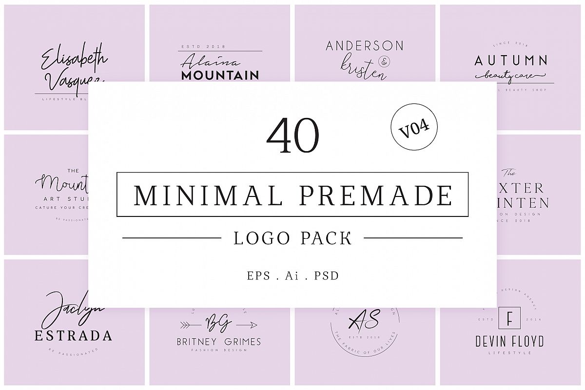 Minimal Premade Logo Bundle V04 example image 1