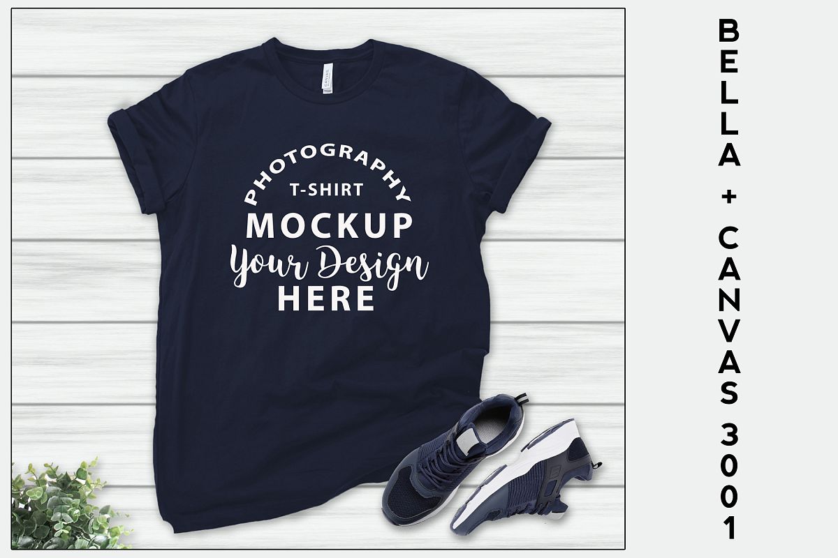 Bella Canvas 3001 T-shirt mock-up, color NAVY example image 1