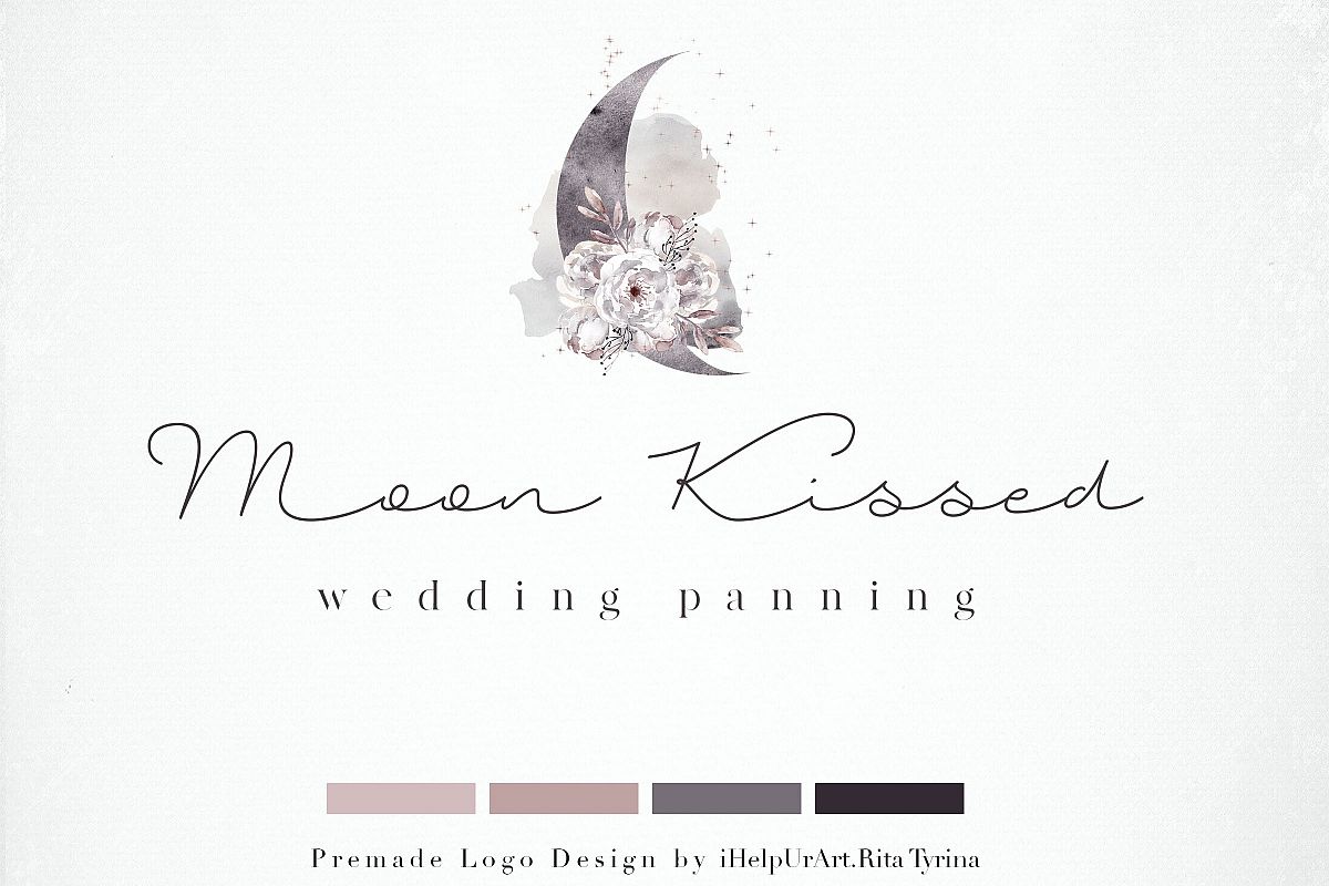 Watercolor Moon Logo Template example image 1