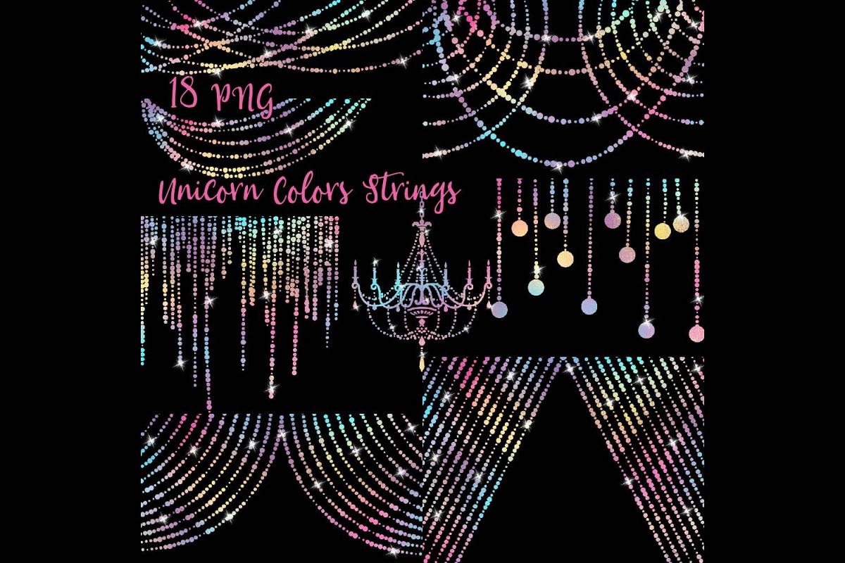 Unicorn Colors String Lights Clipart example image 1
