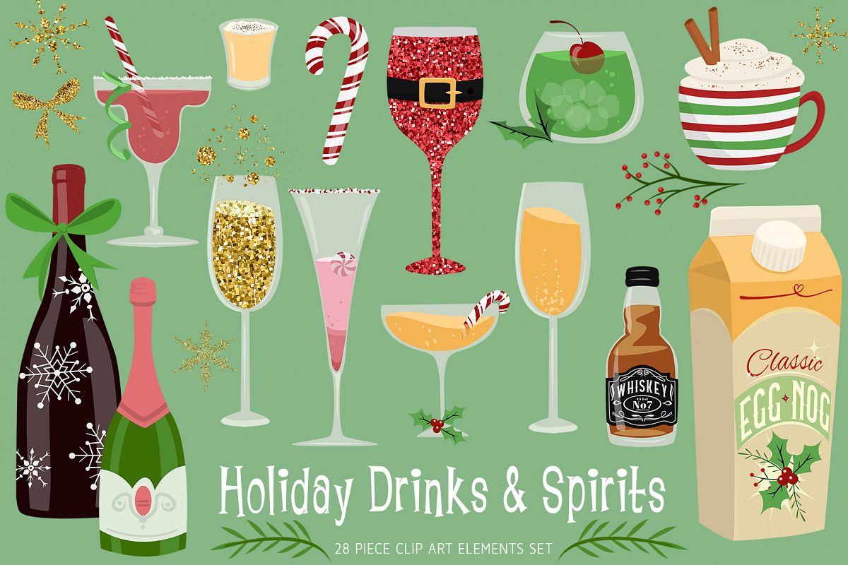 Holiday Drinks & Spirits Clip Art Collection example image 1