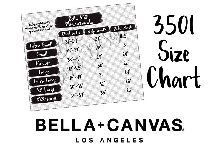 Bella 3501 Size Chart - 3501 Measurement Chart example image 1