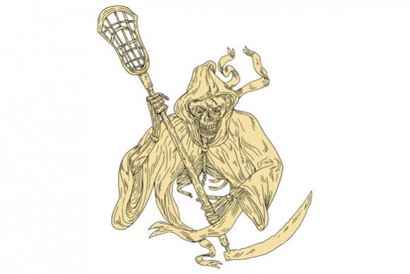 Grim Reaper Lacrosse Stick Drawing example image 1