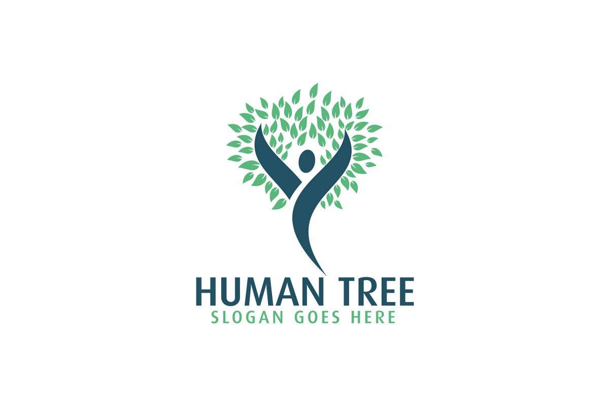 human tree logo design green life logo sign tree logo design