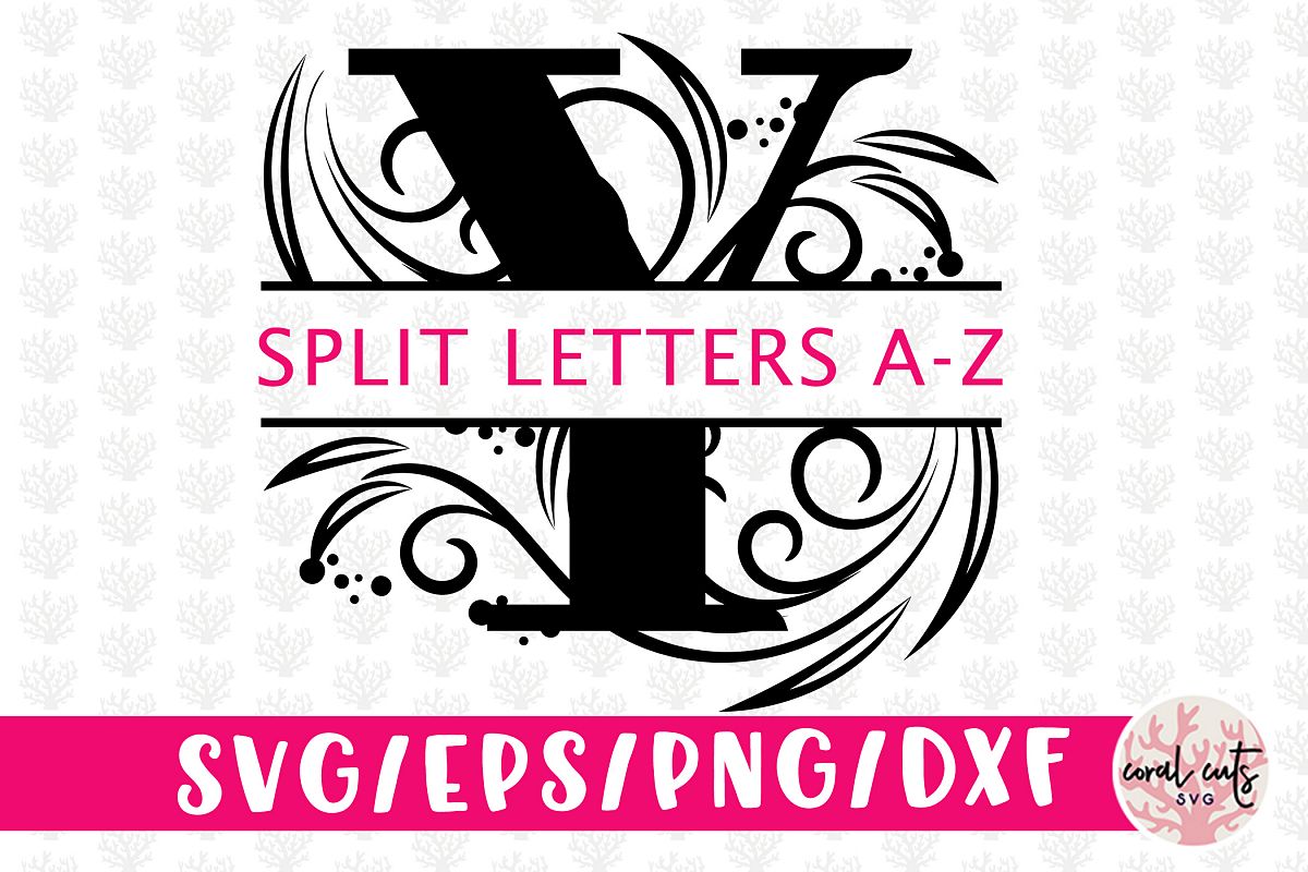 Download Floral Split Monogram Cut Files - Svg EPS DXF PNG File