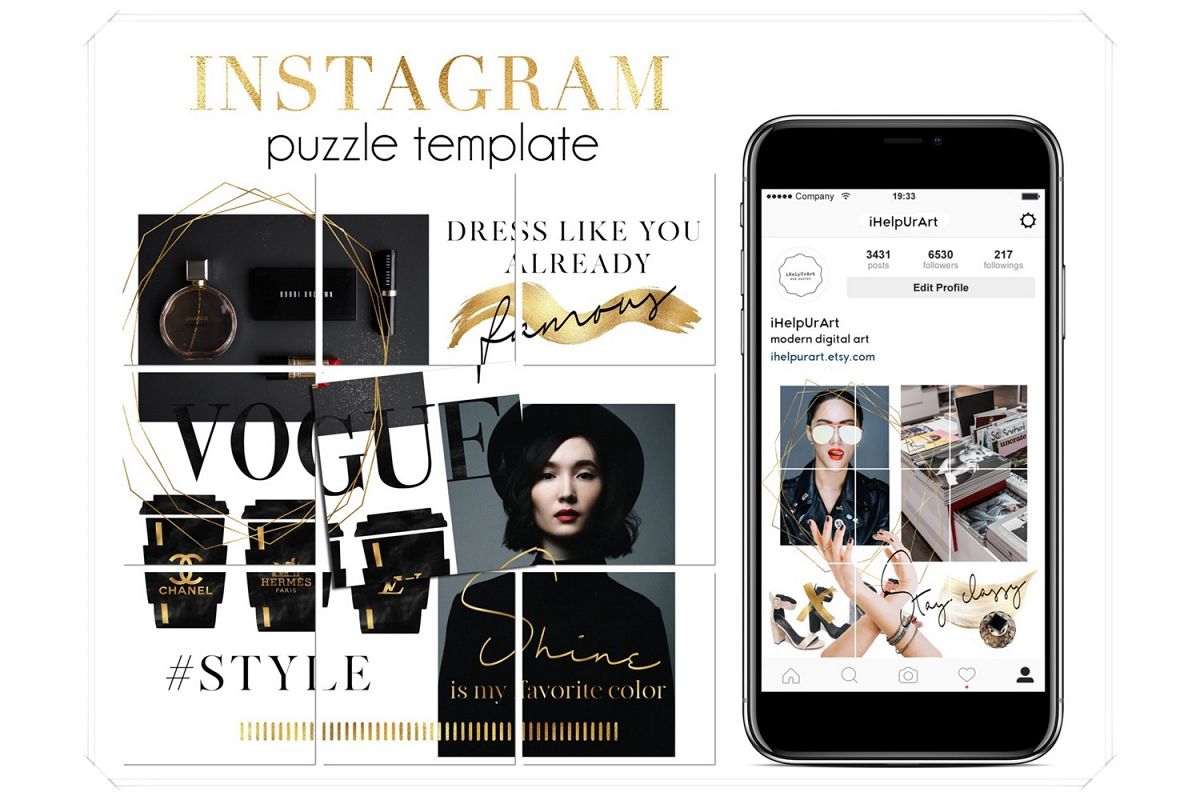 Instagram Puzzle Posts Template - Fashion Instagram Posts example image 1
