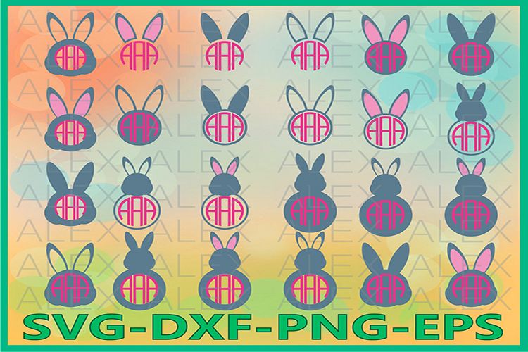 Bunny Monogram Svg, Rabbit svg, Easter SVG, Easter Bunny svg example image 1