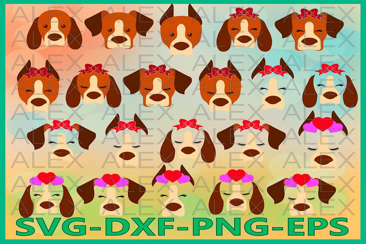 Dogs Face Svg, Animals with a bow, Dogs svg, Eyelashes Svg example image 1