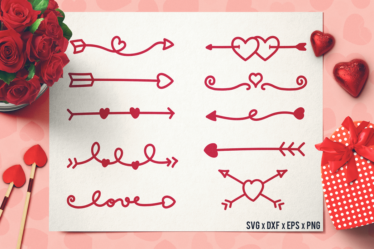 Valentine Arrow SVG - Valentine's Day SVG - Handdrawn Arrows