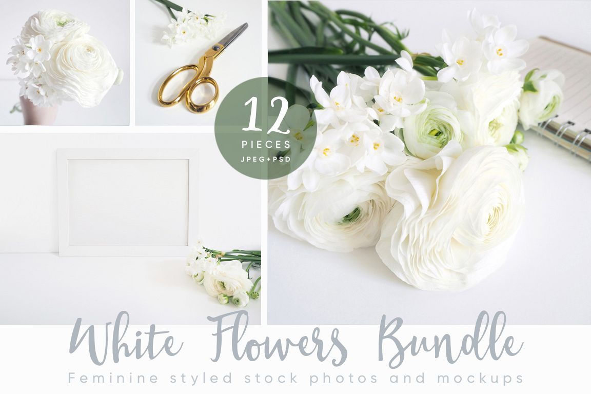The White Flowers mock ups & photos bundle example image 1