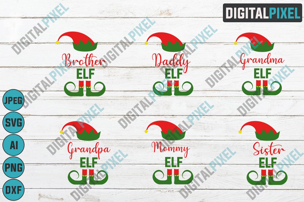 Elf Christmas Bundle SVG PNG DXF Circut Cut Silhouette 3 example image 1