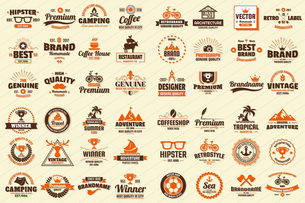 Vintage Badge & Objects Vector Set example image 1