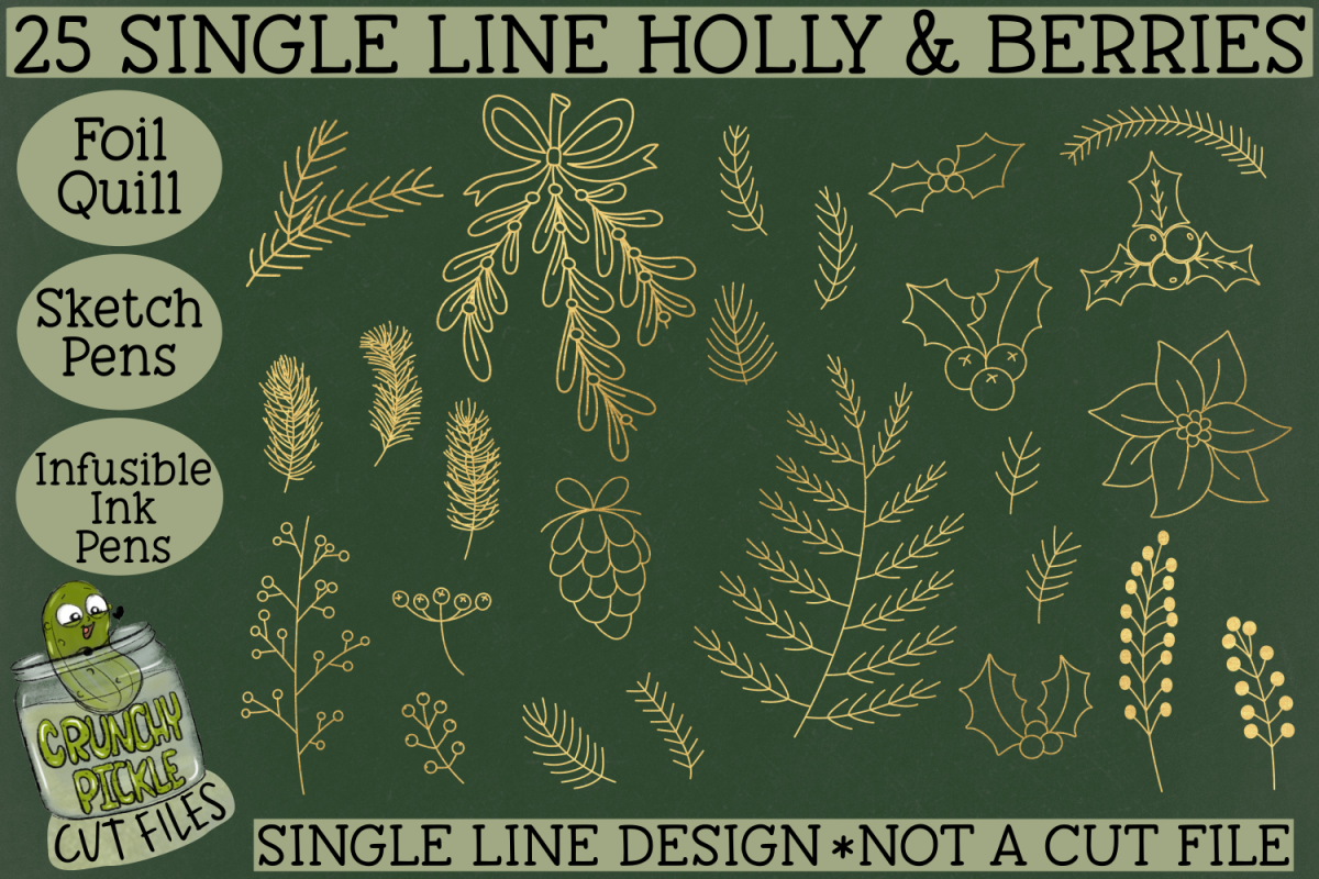 Download Foil Quill Christmas 27 Holly & Berries Set / Single Line