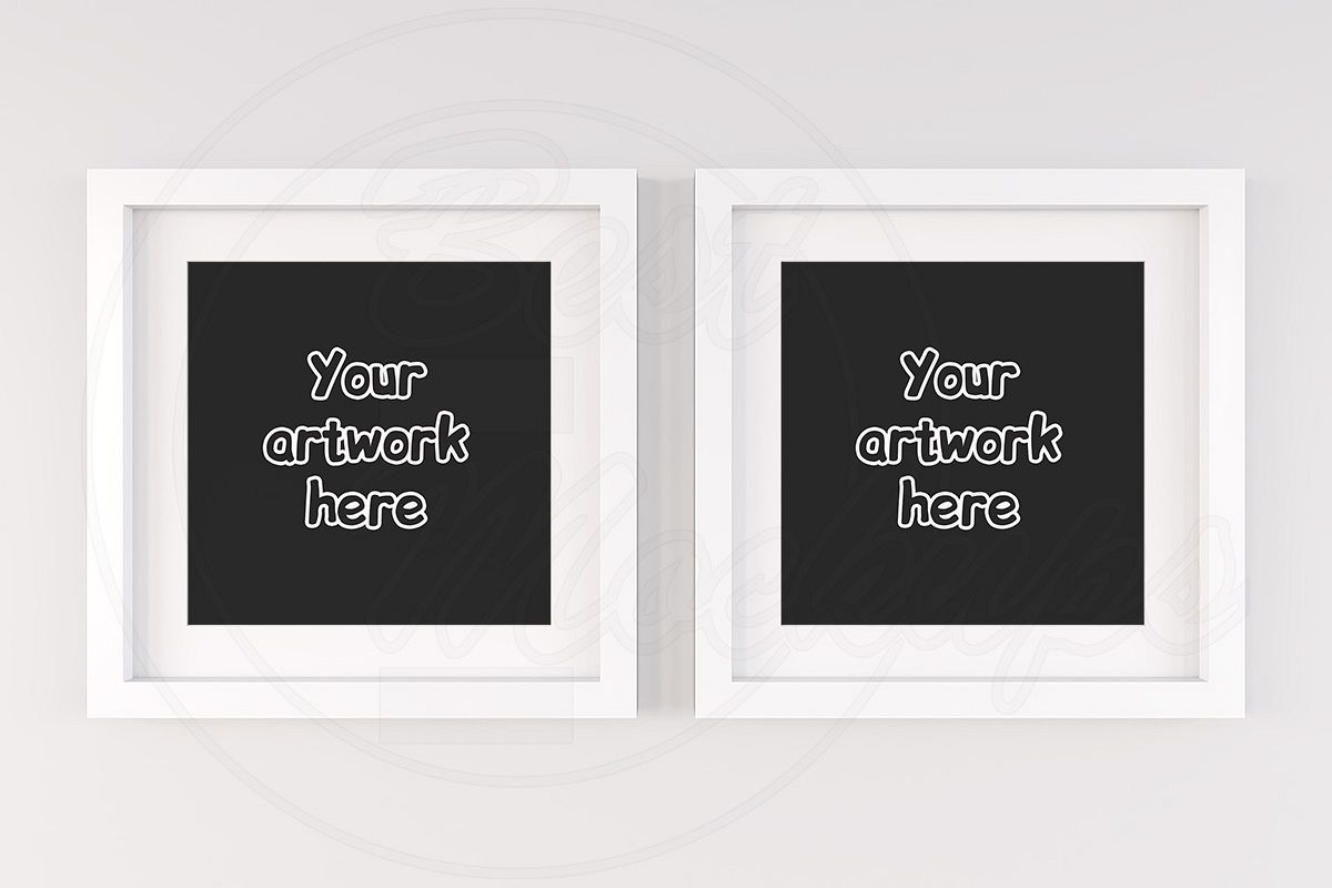 Kit of two square wall frame mockups example image 1