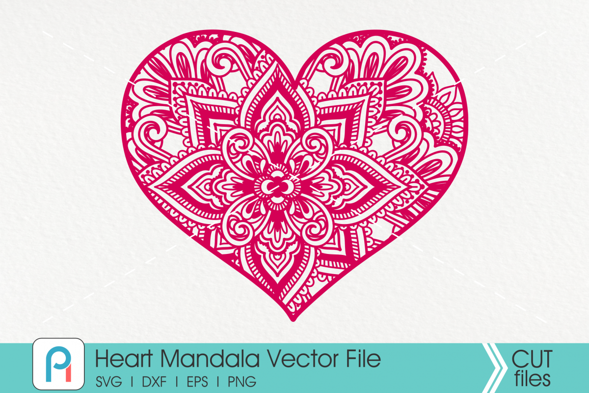 Heart Mandala Svg, Heart Svg, Zentangle Heart Svg, Heart example image 1